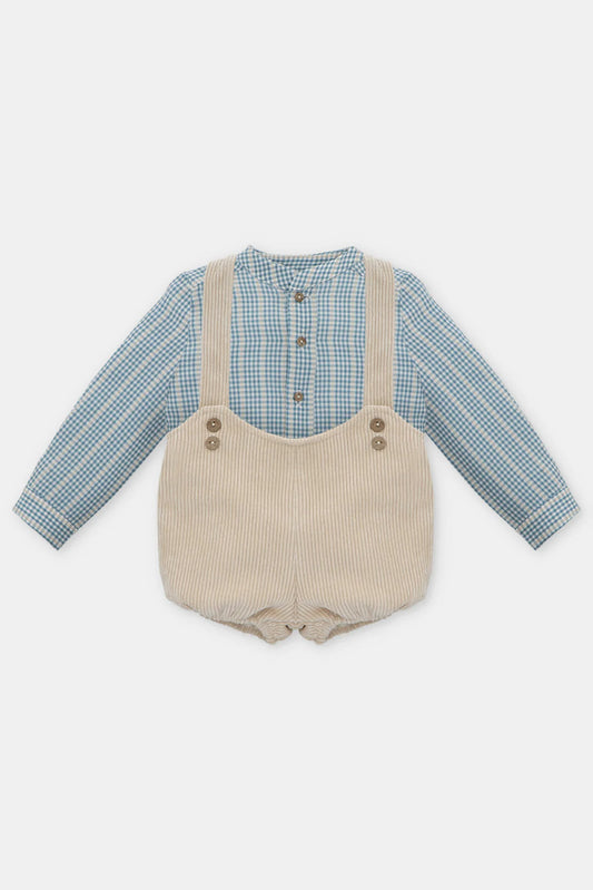 MARTIN ARANDA: shirt and boys shorts with suspenders