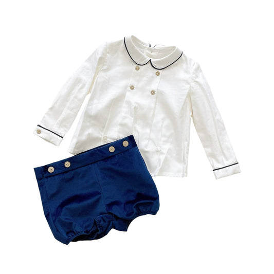 MARTIN ARANDA: set shirt and boys shorts with suspenders