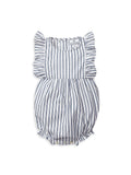 PETIT PLUME: Blue Striped Bubble Romper
