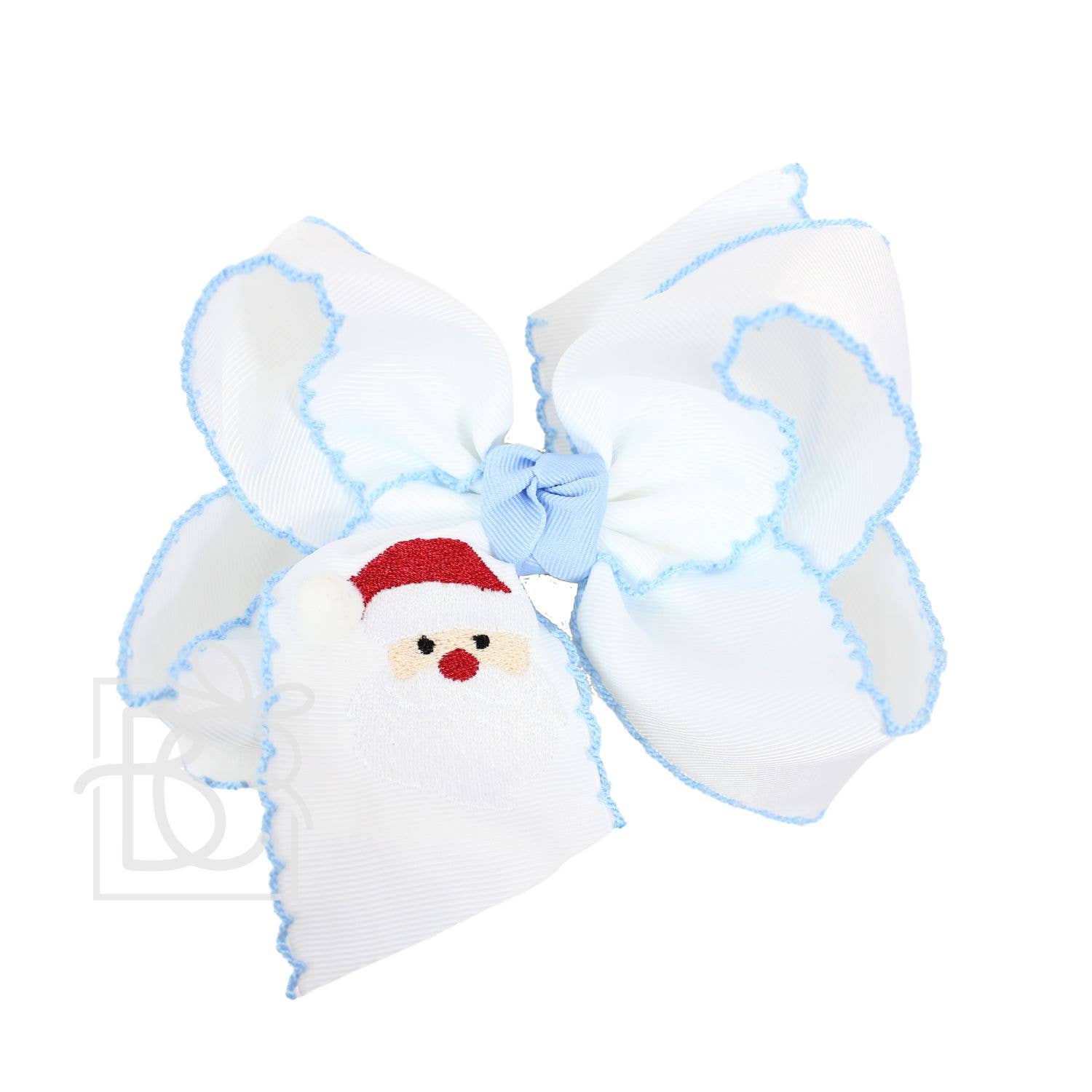 EMBROIDERED SANTA CROCHET EDGE BOWS