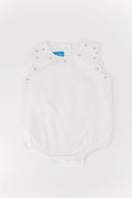 ANAVINI : PAULINE - WHITE PIQUE GIRL’S BUBBLE W/SCALLOPED BORDES