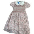 AVANINI: PINK ROSES LIBERTY FLORAL TWILL DRESS FULL SMOCKED