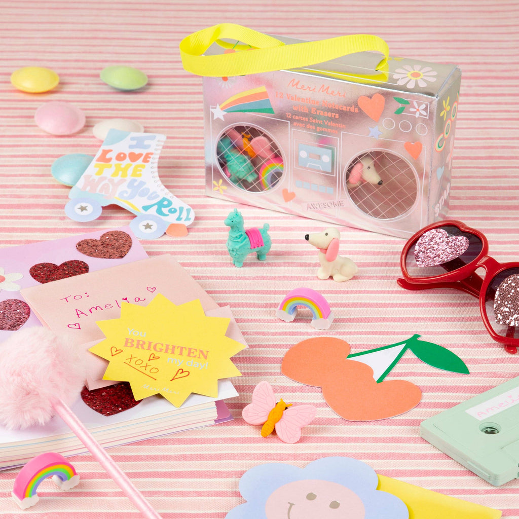MERI MERI: Boom Box Kids Valentine's Cards & Erasers Set