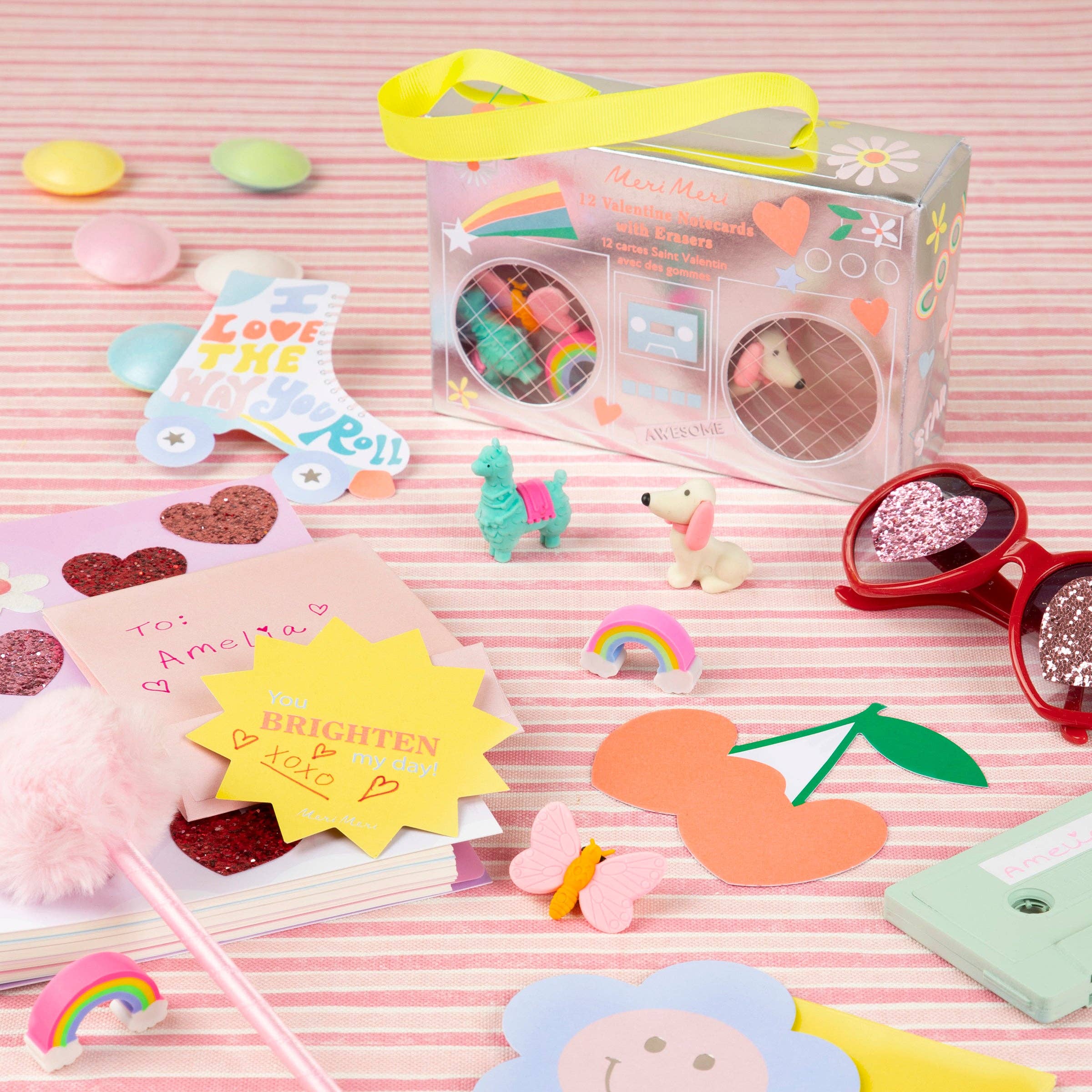 MERI MERI: Boom Box Kids Valentine's Cards & Erasers Set