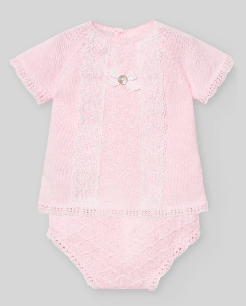 PAZ RODRIGUEZ: Powdered Pink Knit Two Piece Set