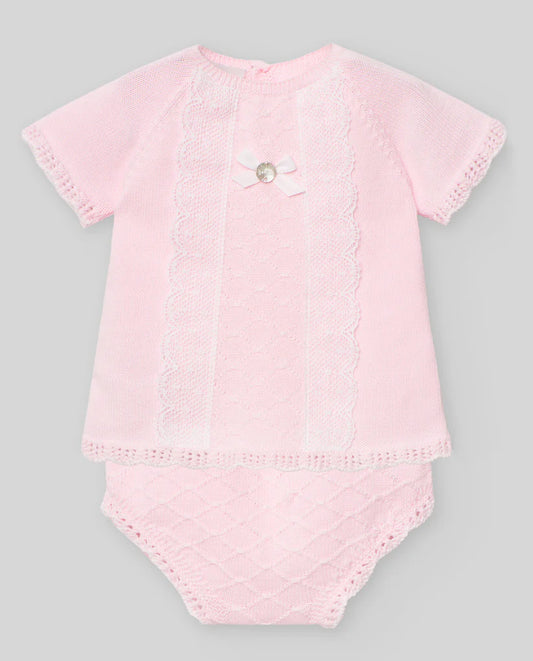 PAZ RODRIGUEZ: Powdered Pink Knit Two Piece Set