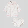 PAZ RODRIGUEZ: “GLACIER” Pinguin Print with Pink Trim INFANT BLOOMER SET