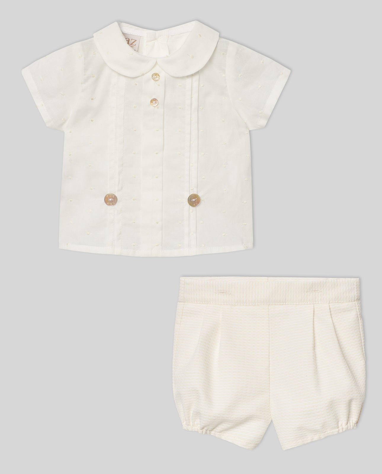 PAZ RODRIGUEZ: “PAZ V25”Cream Infant Boys Two Piece