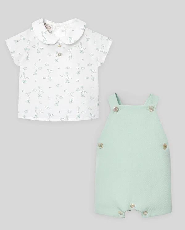 PAZ RODRIGUEZ: “EIDO” Water Green Overall w/ Mini Elephant Shirt