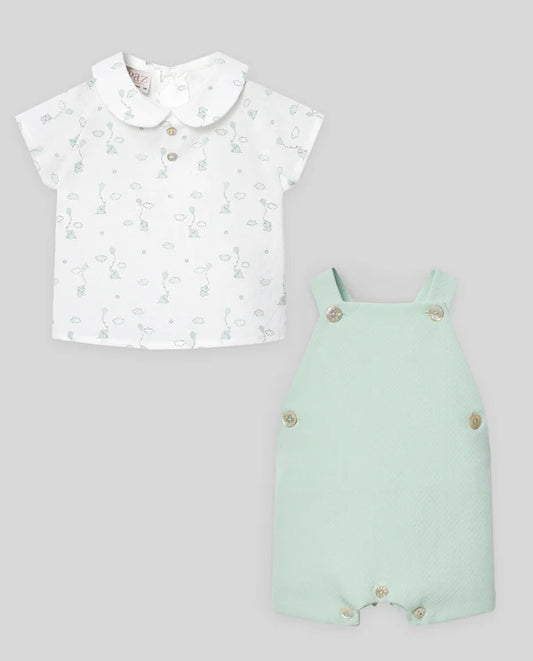 PAZ RODRIGUEZ: “EIDO” Water Green Overall w/ Mini Elephant Shirt