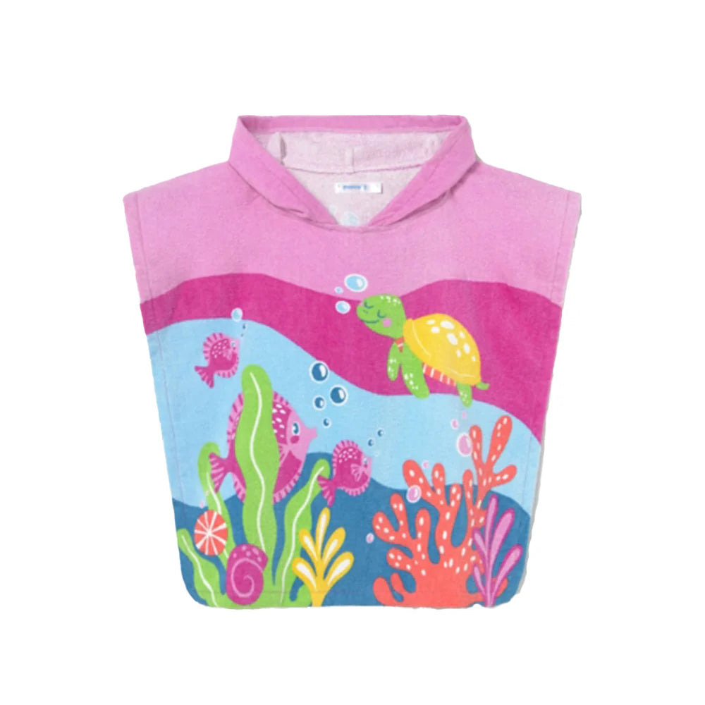 Mayoral: Under The Sea Pink Hooded Childs Poncho Towel