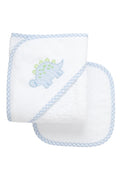 3 MARTHA'S : Dino Applique Hooded Towel & Washcloth Set, Blue