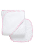 3 MARTHA'S : Big Check Trim Hooded Towel & Washcloth Set
