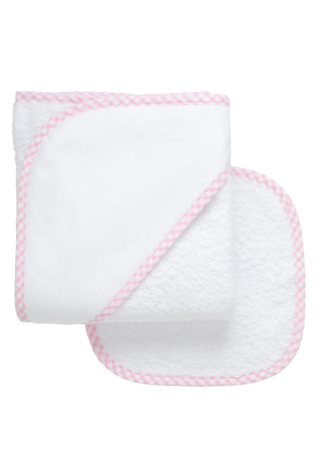 3 MARTHA'S : Big Check Trim Hooded Towel & Washcloth Set