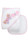 3 MARTHA'S : Butterfly Applique Hooded Towel & Washcloth Set