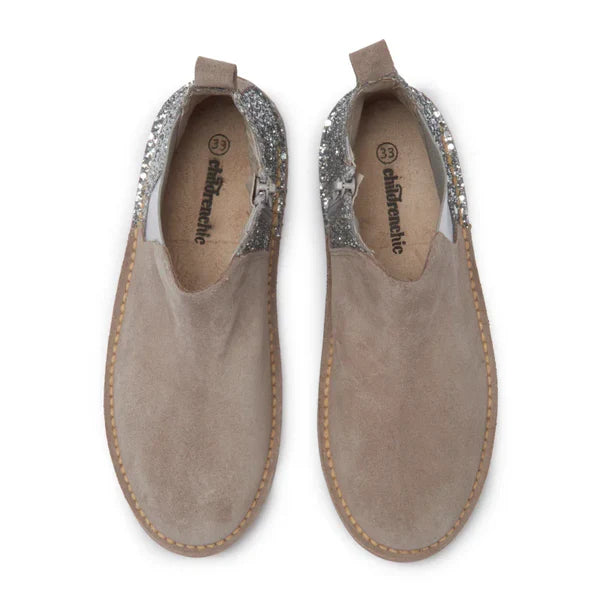 Childrenchic: Plata Suade Glitter Boot