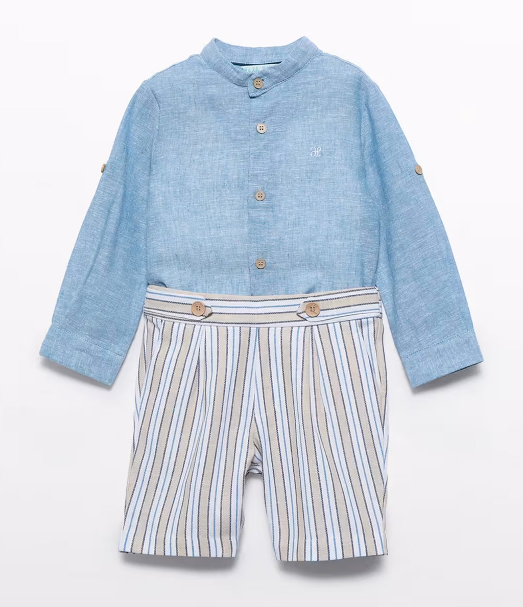 Abel & Lula Boys Pants & Mao Shirt Set