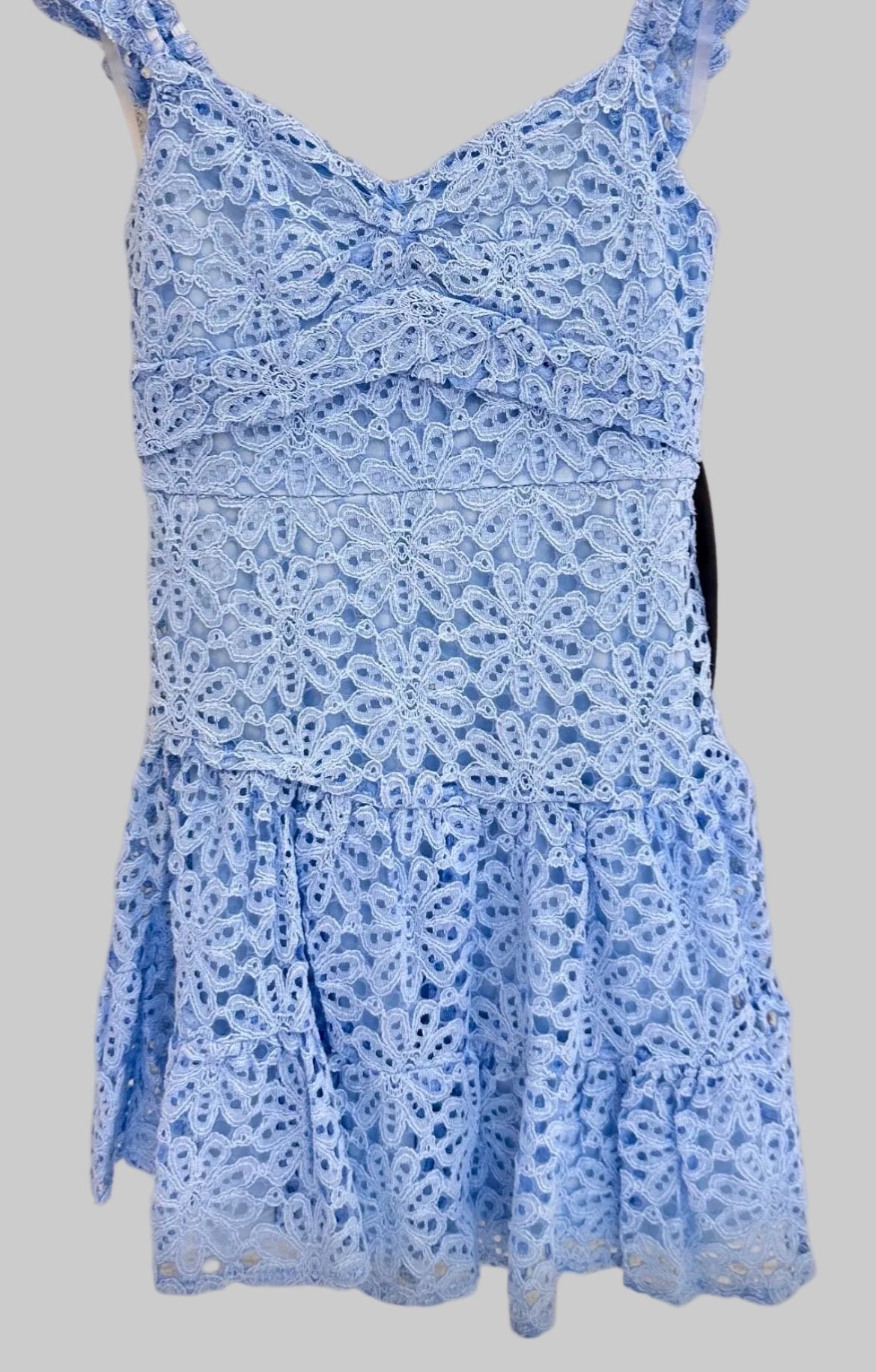 Ava & Yelly: Blue Lace Ruffle Dress