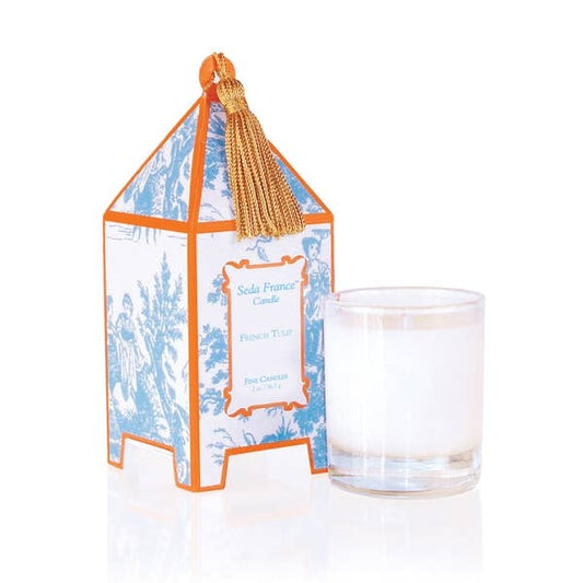 SEDA FRANCE: FRENCH TULIP TOILE PAGODA MINI CANDLE 2 Ounce