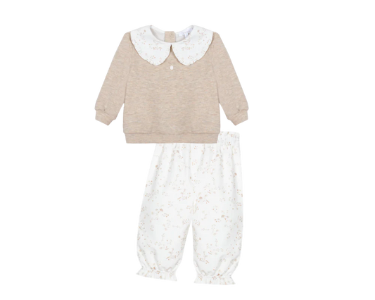 PATACHOU: NEUTRAL BEIGE FLORAL SET