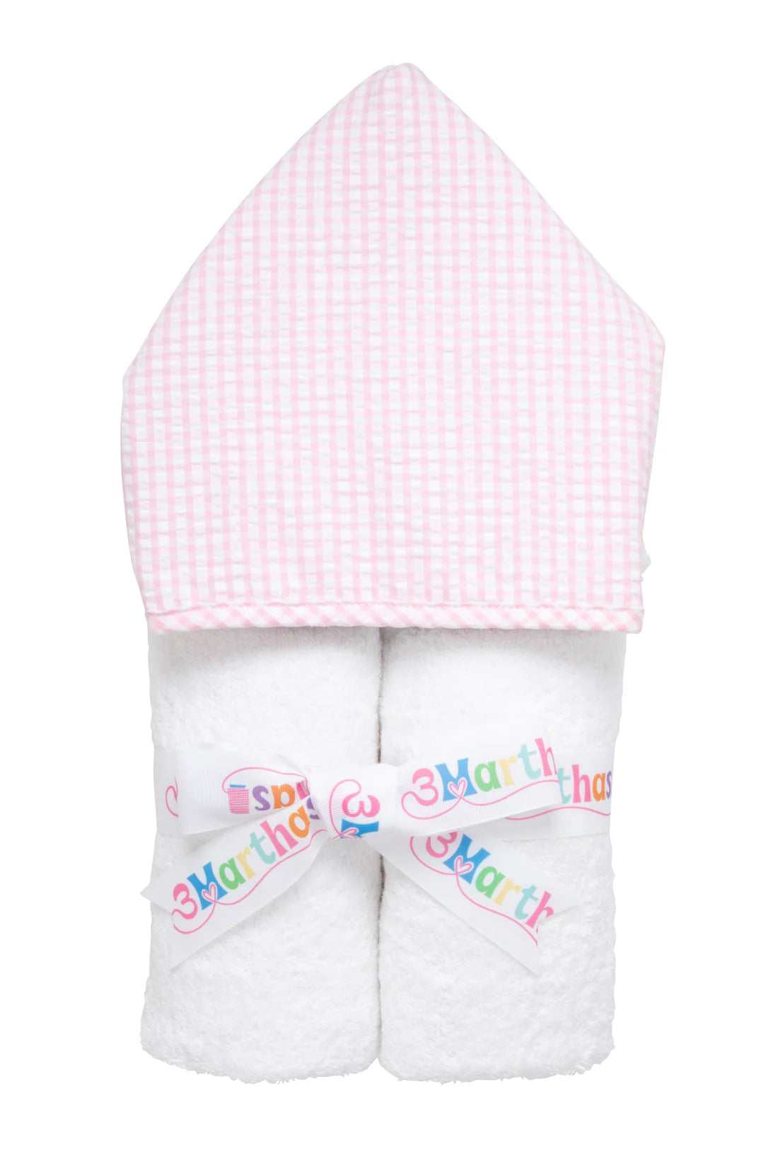 3 Martha’s: Large Childs Light Pink Checkered Hooded Towel