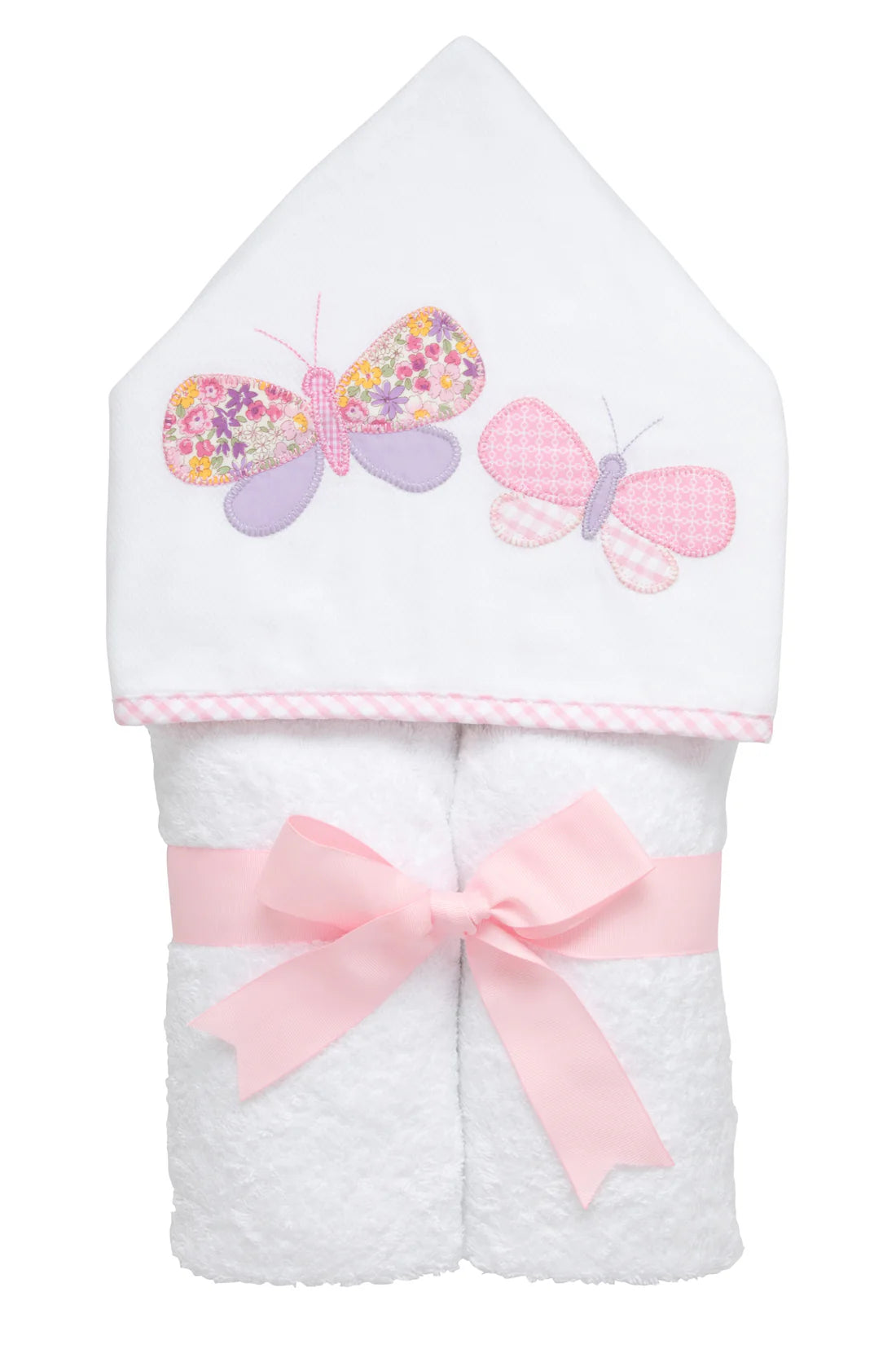 3 Martha’s: Large Childs Light Pink and Lilac Butterfly Wishes Hooded Towel