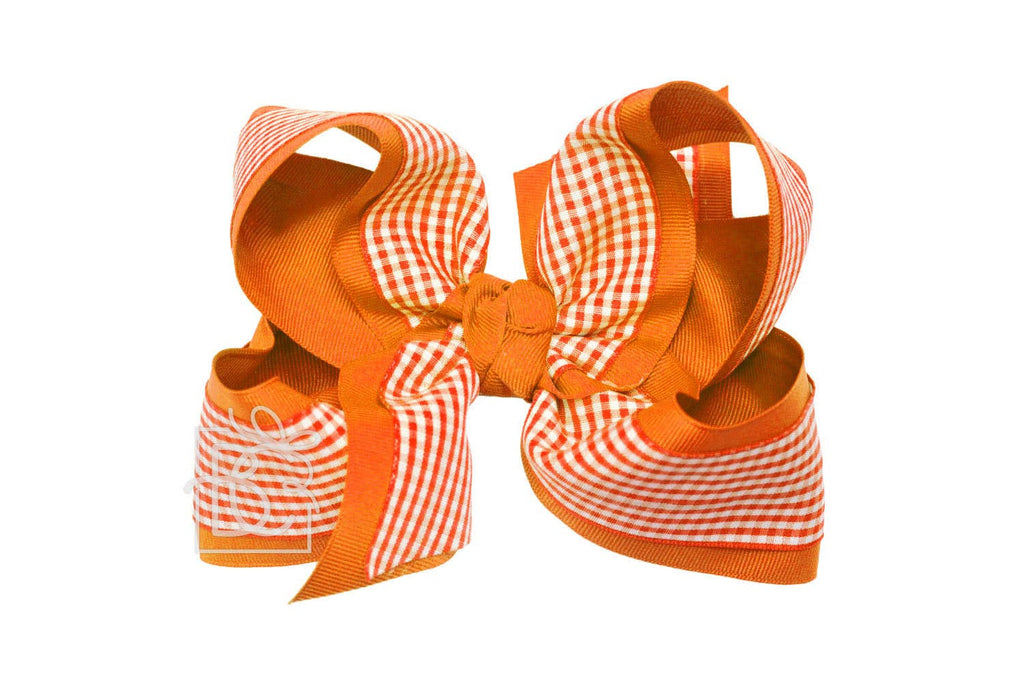 BEAUTIFUL CREATIONS: LAYERED GINGHAM/GROSGRAIN BOW ON CLIP