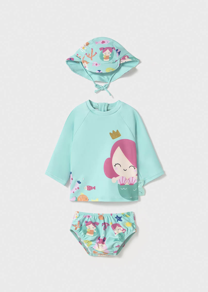 MAYORAL: Sirena 3-Piece Swimsuit with Hat