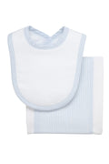 3Martha’s: Light Blue and White Seersucker Stripe Drooler Bib and Burp Set