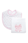 3 MARTHA'S : Bow Basic Bib & Burp Boxed Set Pink