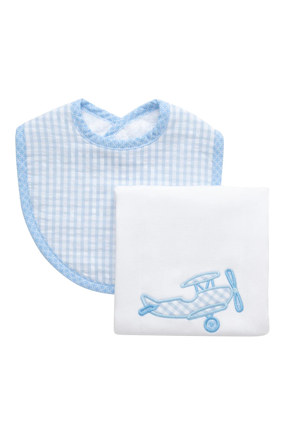 3 MARTHA'S : Airplane Basic Bib & Burp Boxed Set