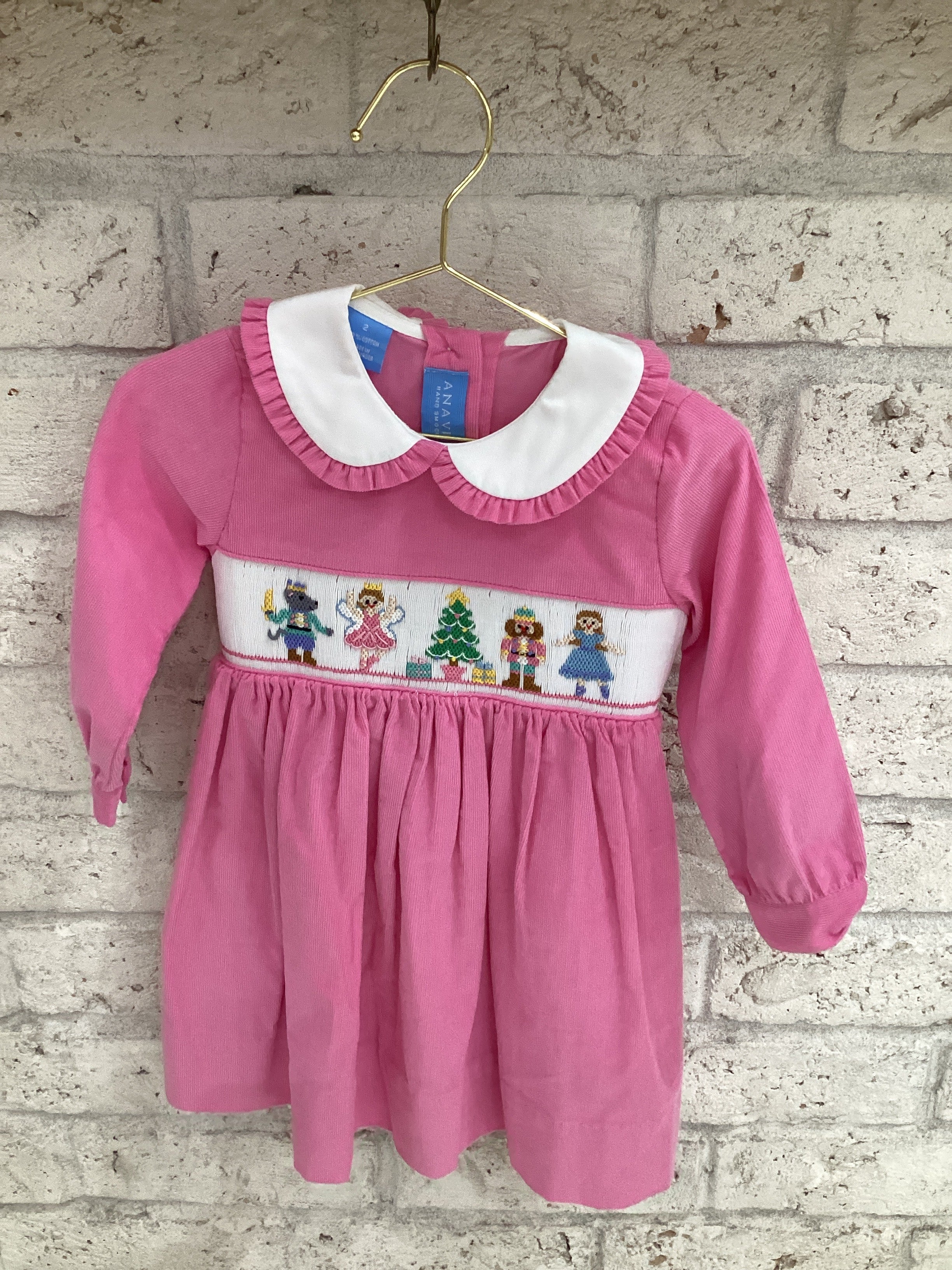 ANAVINI : Girl’s dress- rose pink corduroy