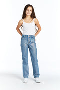 TRACTR Light Blue Shimmer Denim Straight Leg Slim Cut Jean