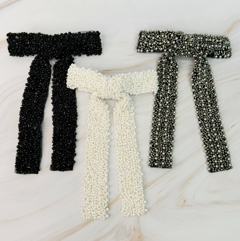ELLISON & YOUNG : Luxe Beaded Pretty Bow Hair Clip