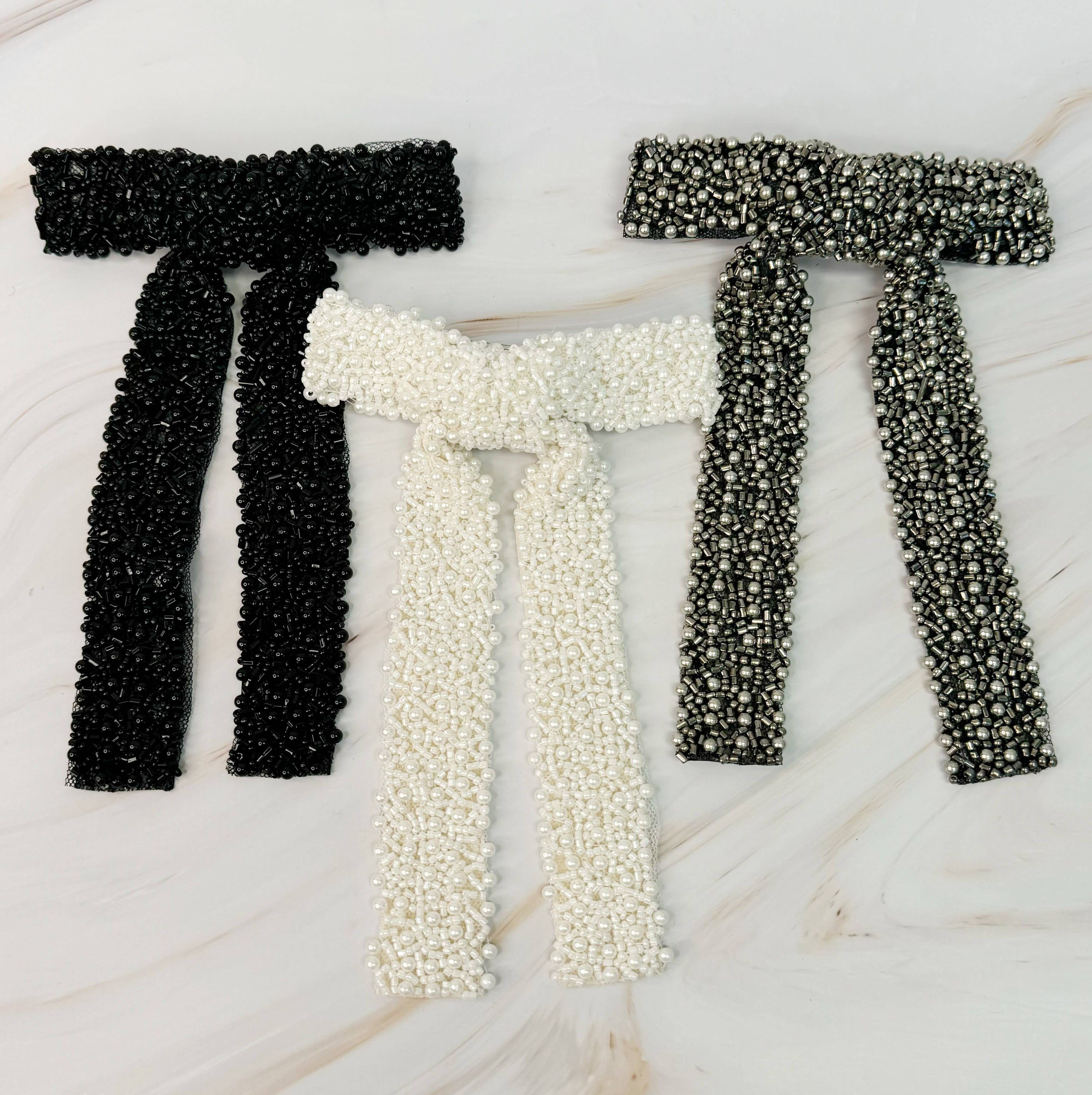 ELLISON & YOUNG : Luxe Beaded Pretty Bow Hair Clip
