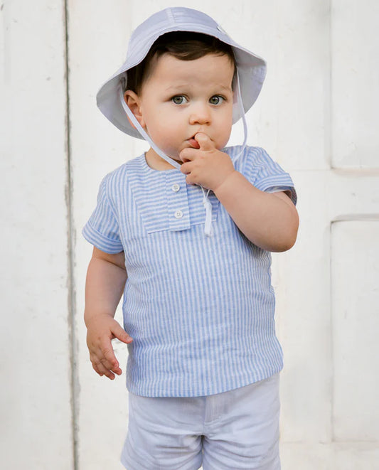 PAZ RODRIGUEZ: “DORNA” Lt Blue/ White Boys Short Set