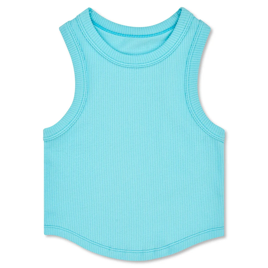 ISCREAM : CROPPED RACER BACK ICE BLUE TANK TOP