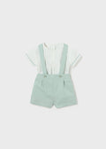 MAYORAL : BOYS GREEN STRIPED ROMPER