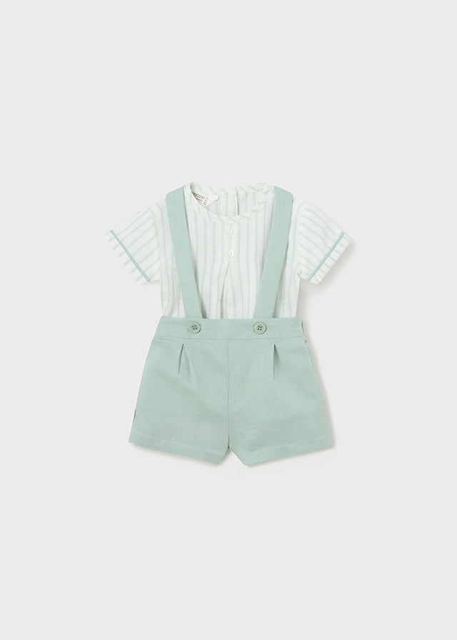 MAYORAL : BOYS GREEN STRIPED ROMPER