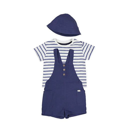 MAYORAL: BOYS 3 PIECE ROMPER W/BUCKET HAT