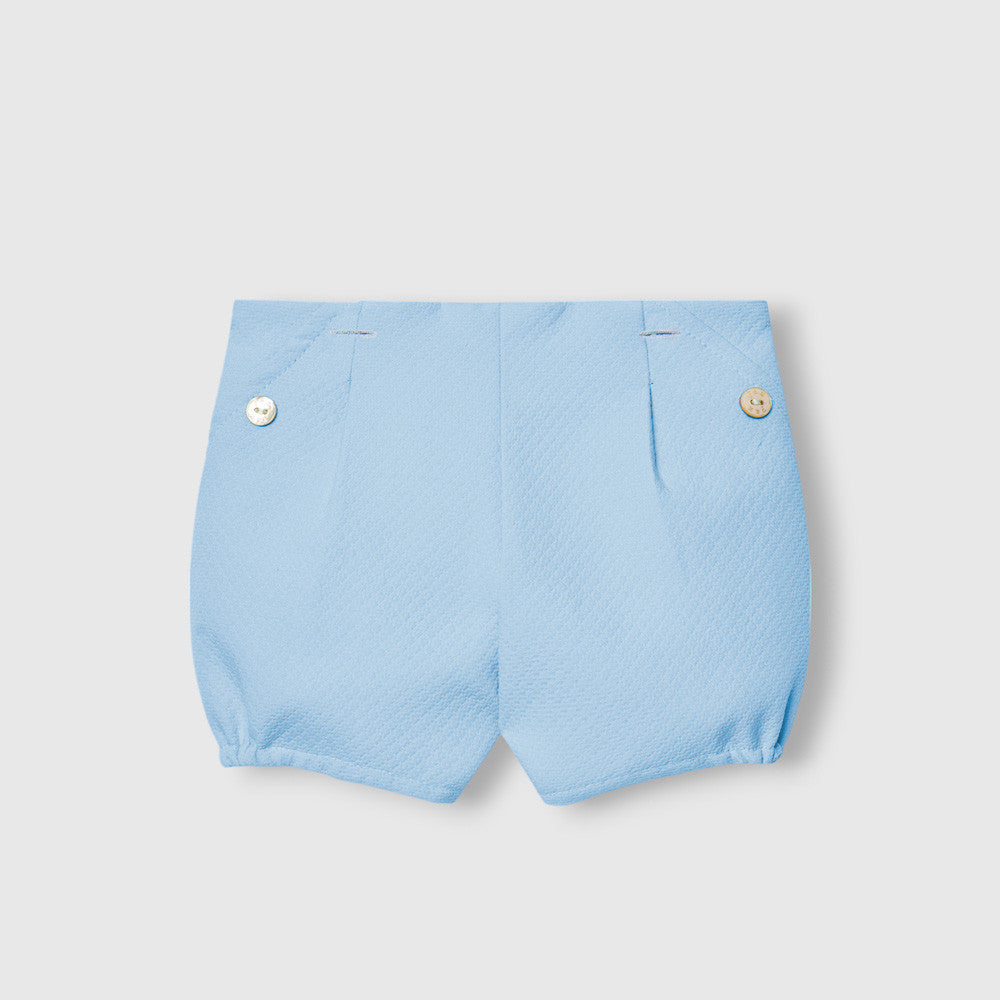 PAZ RODRIGUEZ: “BICO” Boys Two Piece Blue/ Yellow Dot Shirt with Sky Blue Short Set