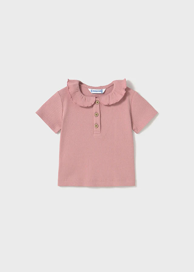 MAYORAL: GIRLS RIBBED ROUND COLLARED TOP