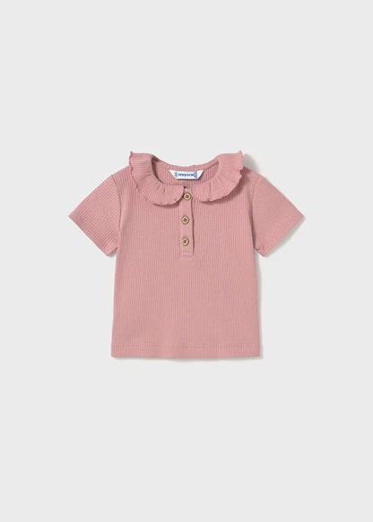 MAYORAL: GIRLS RIBBED ROUND COLLARED TOP