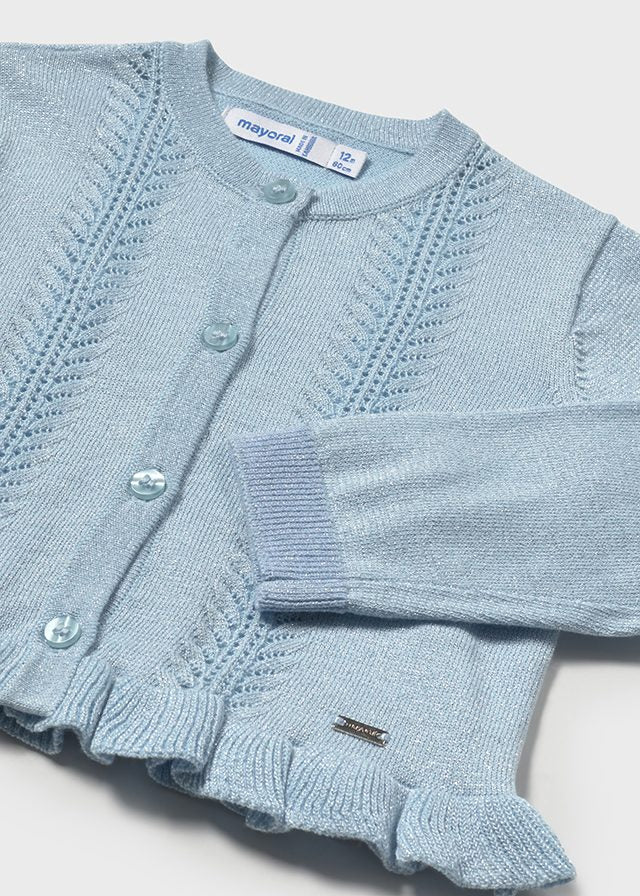 MAYORAL: GIRLS BLUE SHIMMER CARDIGAN