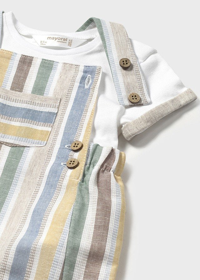 MAYORAL: INFANT BOYS MULTI STRIPE OVERALL with TEE