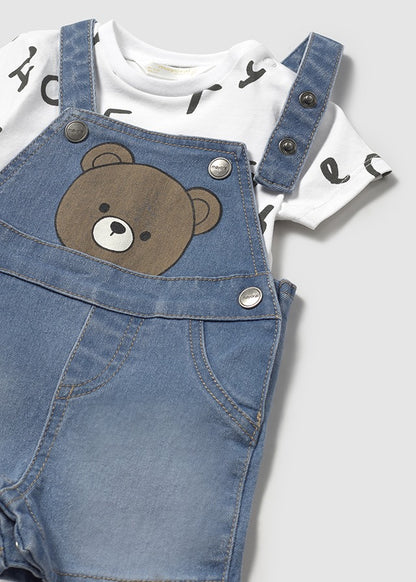 MAYORAL: INFANT BOYS BEAR DENIM ROMPER