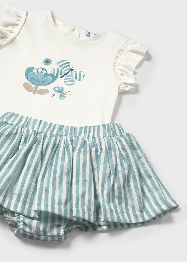 MAYORAL: FLORAL AND STRIPE SKORT SET
