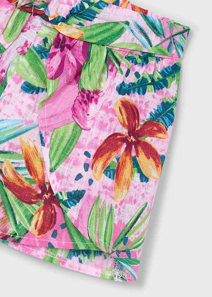 MAYORAL: GIRLS TROPICAL SHORT SET PINK