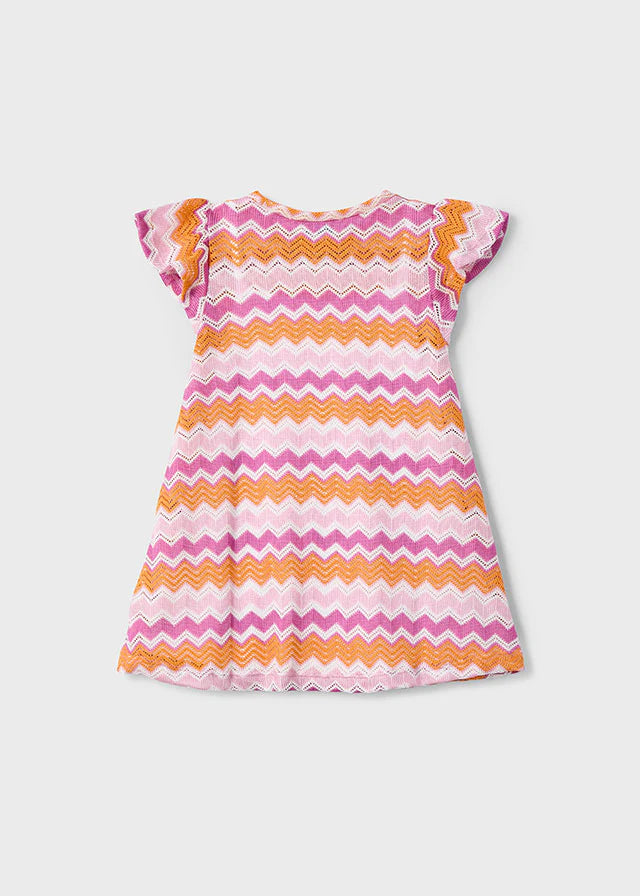 MAYORAL: PINK & ORANGE CHEVRON GIRLS DRESS