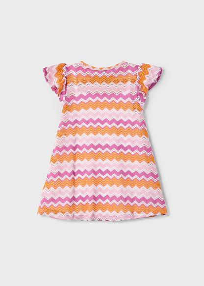 MAYORAL: PINK & ORANGE CHEVRON GIRLS DRESS